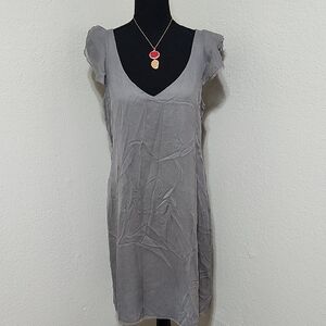 NWT Eileen Fisher Crinkled 100% Silk Midi Dress in Smoke - Size S Quiet Luxury